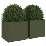 Planters 2 pcs Olive Green 32x30x29 cm Steel 841542