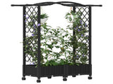 Raised Bed with Trellis and Roof Black 124 x 40 x 129 cm PP 3423010