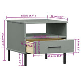 Bedside Table with Metal Legs Grey Solid Wood Pine OSLO 351031