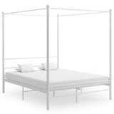 Bed Frame with Canopy without Mattress White 160x200 cm Metal 325064