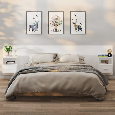Wall-mounted Bedside Cabinets 2 pcs White 811008