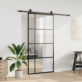 Sliding Door with Hardware Set Black 102,5x205 cm ESG Glass 3375952
