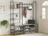 Coat Stand with Shoes Bench Grey Sonoma 120.5 x 34 x 190 cm 8012041