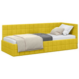 Corner Bed Frame with Headboard Yellow 80 cm x 200 cm Velvet 42016374