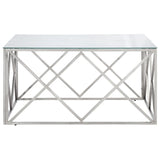 Coffee Table Silver Stainless Steel and Tempered Glass 349979