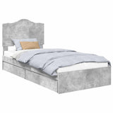 Storage Bed Concrete Grey 90 x 190 cm Engineered Wood 3413551