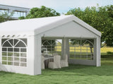 4m x 4m Marquee Party Tent, Heavy Duty Wedding Canopy with Sidewalls, Doors, Windows, Galvanised T3398P314774