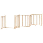 Dog Gate with Door Foldable 12 Panels 600 cm Poplar Wood 3155698