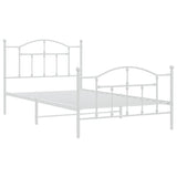 Metal Bed Frame without Mattress with Footboard White 107x203cm 353502