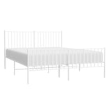 Metal Bed Frame without Mattress with Footboard White 150x200cm 350951