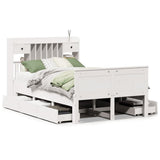 Bookcase Bed without Mattress White 135x190 cm Double Solid Wood Pine 3308937
