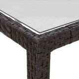 Garden Table 150x90x75 cm Tempered Glass and Poly Rattan Brown 316704