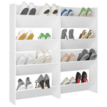 Wall Shoe Cabinets 4 pcs White 60x18x60 cm Engineered Wood 806716