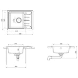 Kitchen Sink with Overflow Hole Oval Beige Granite 147103