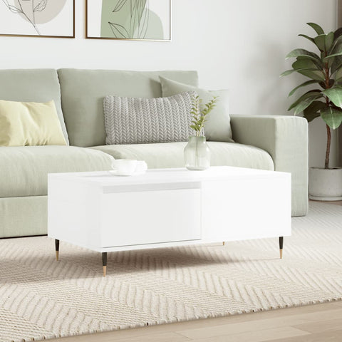 ZNTS Coffee Table High Gloss White 90x50x36.5 cm Engineered Wood 830798