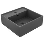 ZNTS Luxury Basin Overflow Square Matt Dark Grey 41x41 cm Ceramic 146950