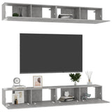 4 Piece TV Cabinet Set Concrete Grey 100x30x30 cm Engineered Wood 3079061