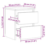 Bedside Cabinet Set of 2 Black Engineered wood 30x30x40 cm 800516
