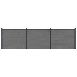 Fence Panel 3 pcs WPC and Aluminium Grey 3429467