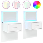 ZNTS Wall-mounted Bedside Cabinets with LED Lights 2 pcs White 848158