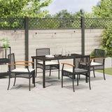 Garden Dining Set with Cushion 5 pcs Black Rattan 3380815