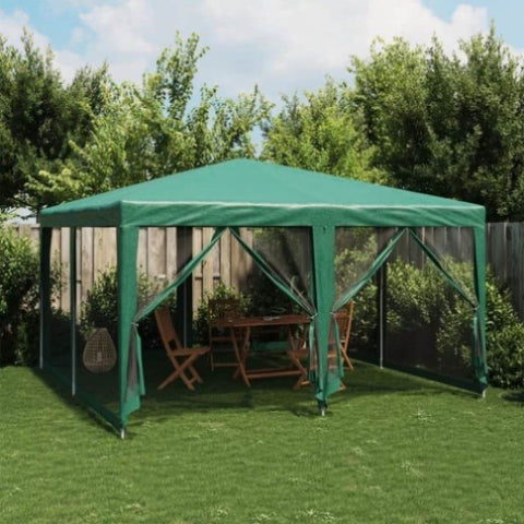 Party Tent with 8 Mesh Sidewalls Green 4x4 m HDPE 4010063