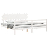 Bed Frame without Mattress White 200x200 cm Solid Wood 3195307