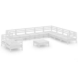 11 Piece Garden Lounge Set Solid Wood Pine White 3083200