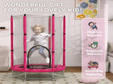 4.6ft Toddler Trampoline w/ Safety Enclosure Net, for Indoor Outdoor Use, Ages 3-6 Years, Pink T3398P348075