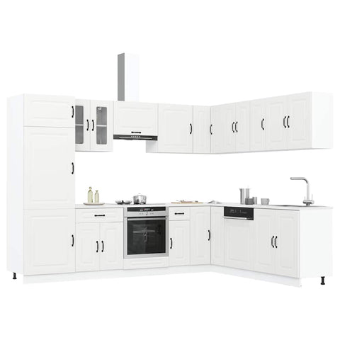 ZNTS 14 Piece Kitchen Cabinet Set Kalmar White Engineered Wood 3314971