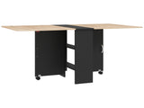 Folding Dining Table, Drop Leaf Table with 2-Tier Shelves, Rolling Casters, for Small Spaces, T3398P329922