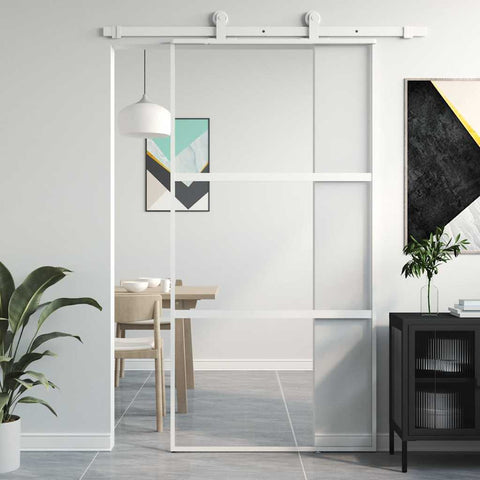 Sliding Door White 102.5x205 cm Tempered Glass and Aluminium 155206