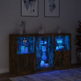 Sideboard with LED Lights Smoked Oak 181.5x37x100 cm 3209181