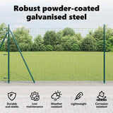 Fence Post with Concrete Base 52 pcs Green Powder-Coated Steel 3350232