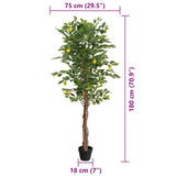 Artificial Lemon Tree with 3 Trunks Green 180 cm PP 4010678