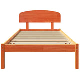Bed Frame with Headboard Wax Brown 90 x 200 cm Solid Pine Wood 872082