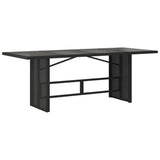 Garden Table Black PE rattan, powder-coated steel, tempered glass 365602