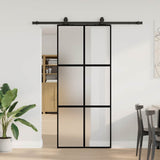 Sliding Door with Hardware Set Black 90x205 cm Tempered Glass 3375821