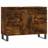 Bathroom Cabinet Smoked Oak 80x33x60 cm Engineered Wood 831665
