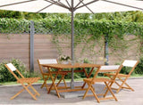 5 Piece Garden Dining Set Cream White Fabric and Solid Wood 3281784