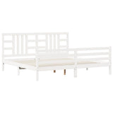 Bed Frame without Mattress White 200x200 cm Solid Wood 3193942