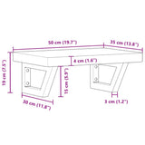 Basin Shelf Wall Mounted Steel and Solid Wood Beech 3302326