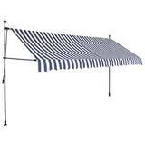 Manual Retractable Awning with LED 400 cm Blue and White 145847