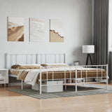 Metal Bed Frame without Mattress with Footboard White 200x200cm 352554
