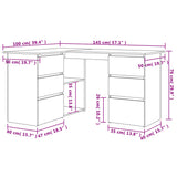 Corner Desk White 145x100x76 cm Engineered Wood 801089