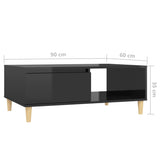 ZNTS Coffee Table High Gloss Black 90x60x35 cm Engineered Wood 806002