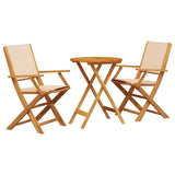 Bistro Set Beige Solid acacia wood and polyester Medium 3281799