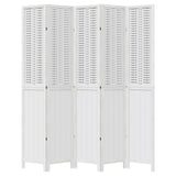 Room Divider 5 Panels White Solid Wood Paulownia 358728
