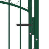 Fence Gate EMMEN with Arched Top Steel 100x98.5 cm Green 146364