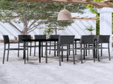 Garden Dining Set Black Powder-Coated Steel, Tempered Glass, Plastic 3099280